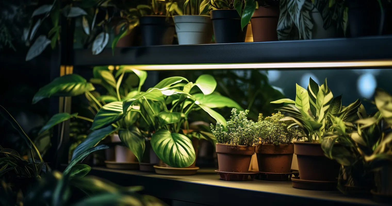 Tropical Plant Shelf With Gradually Dimming Lights