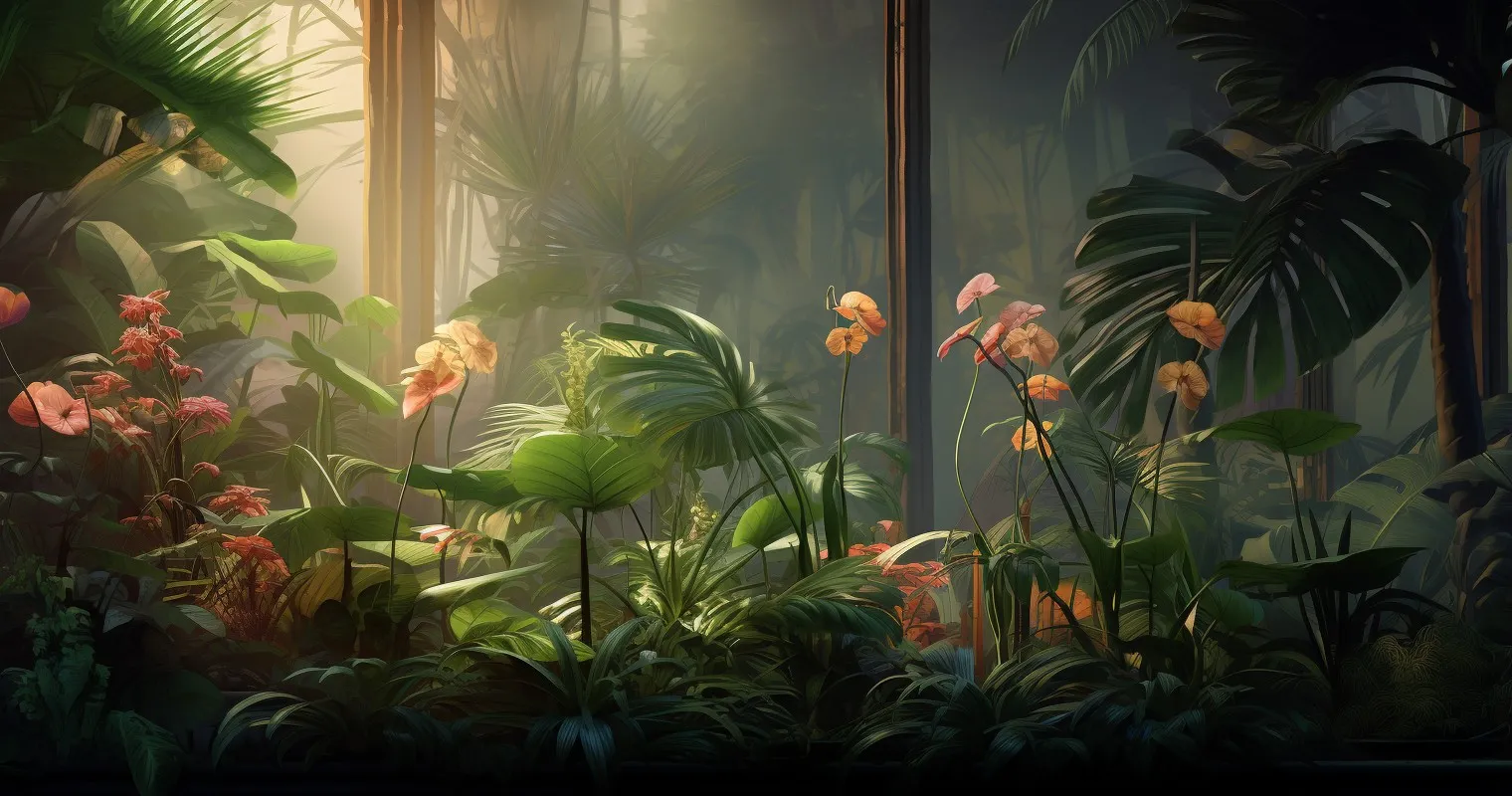 Tropical Plants Under Artificial Humidity