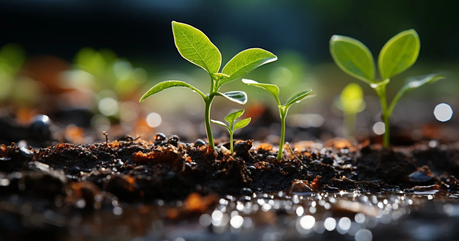 Water Droplets On Plant Soil