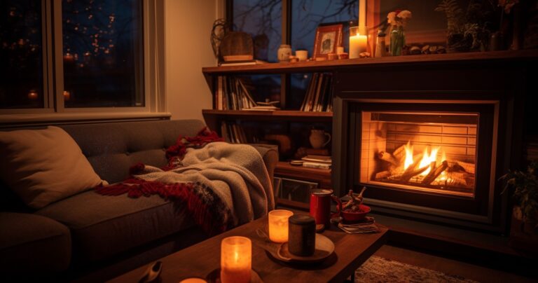 Cozy living room with an oil heater