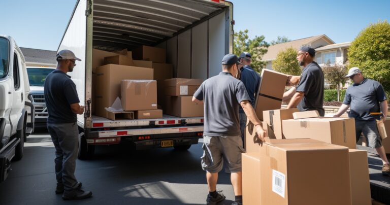 Moving Crew Packing Truck