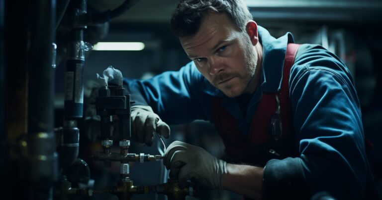 Plumbing superhero in action