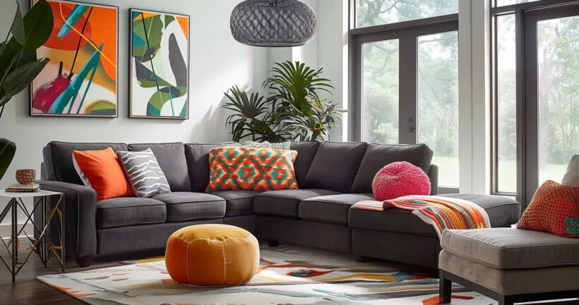 Child-friendly living room with stain-resistant furniture