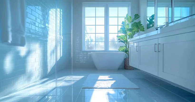 Frameless glass shower with a modern touch