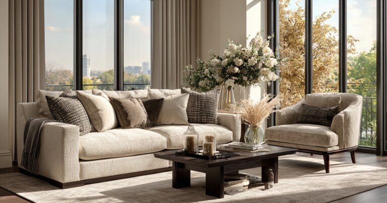 Modern living room set with elegant furniture