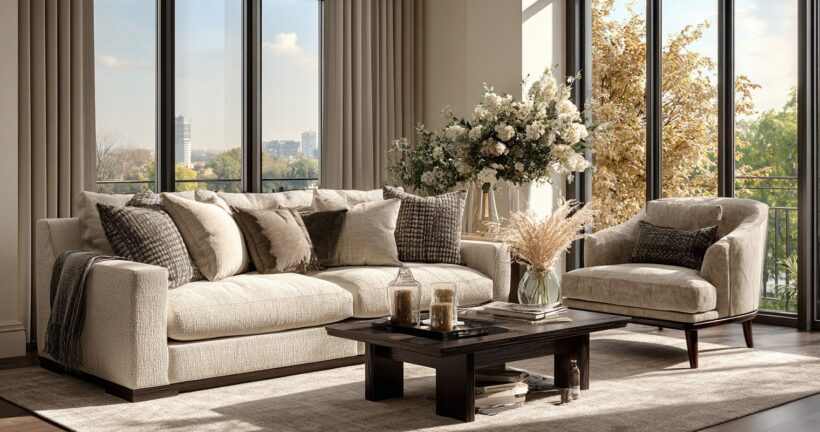 Modern living room set with elegant furniture