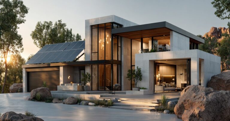 Modern smart home energy setup in summer