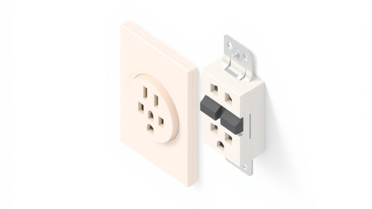 Isometric 240-volt electrical outlet and double-pole breaker