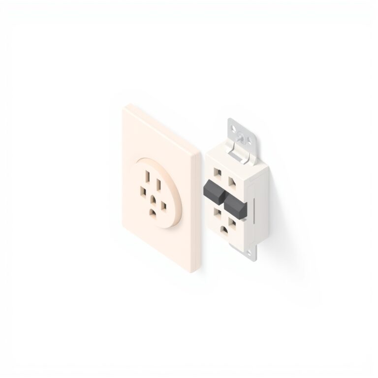 Isometric 240-volt electrical outlet and double-pole breaker