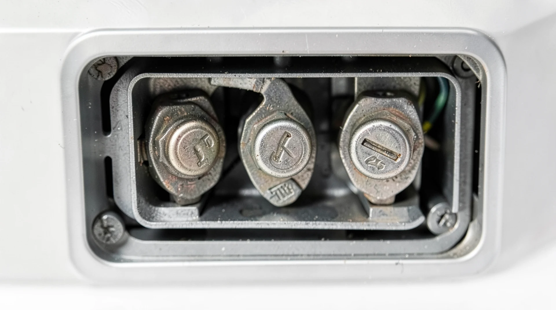 Close-up of a dryer terminal block with the neutral-to-frame bonding strap removed for a 4-prong NEMA 14-30 installation