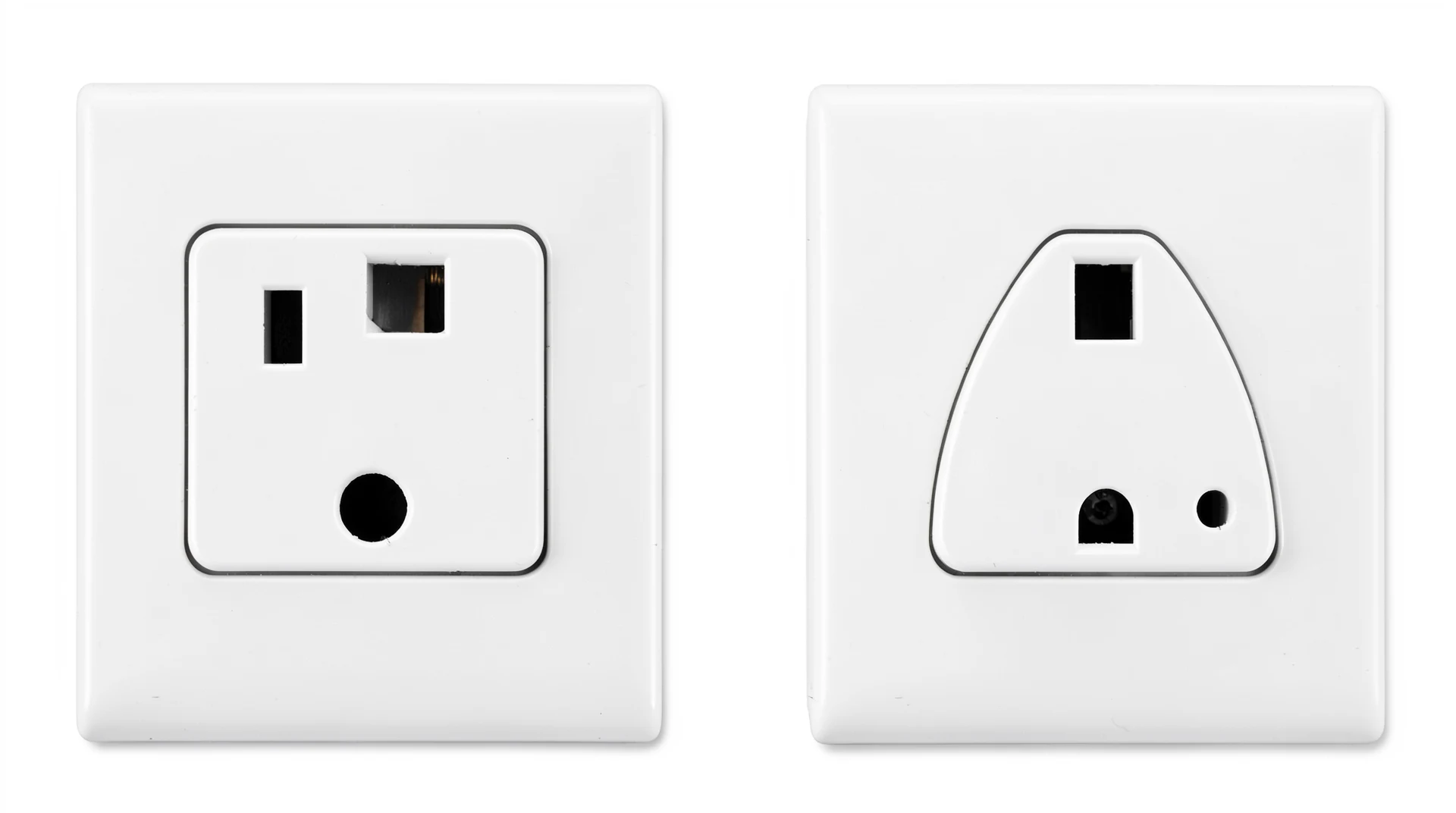 Side-by-side comparison of a 4-prong NEMA 14-30 dryer receptacle and a 3-prong NEMA 10-30 outlet